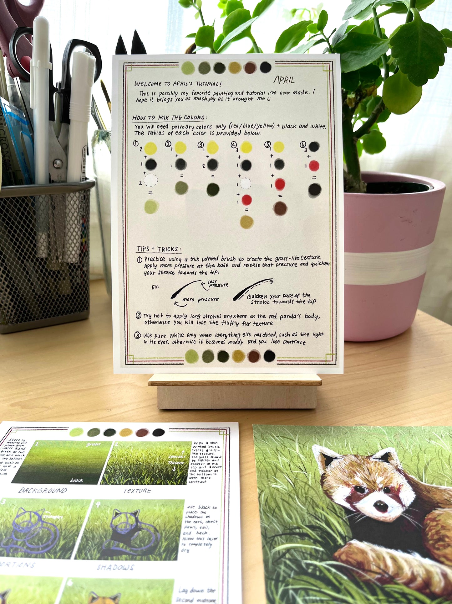 April Print Club Tutorial/Print: Red Panda
