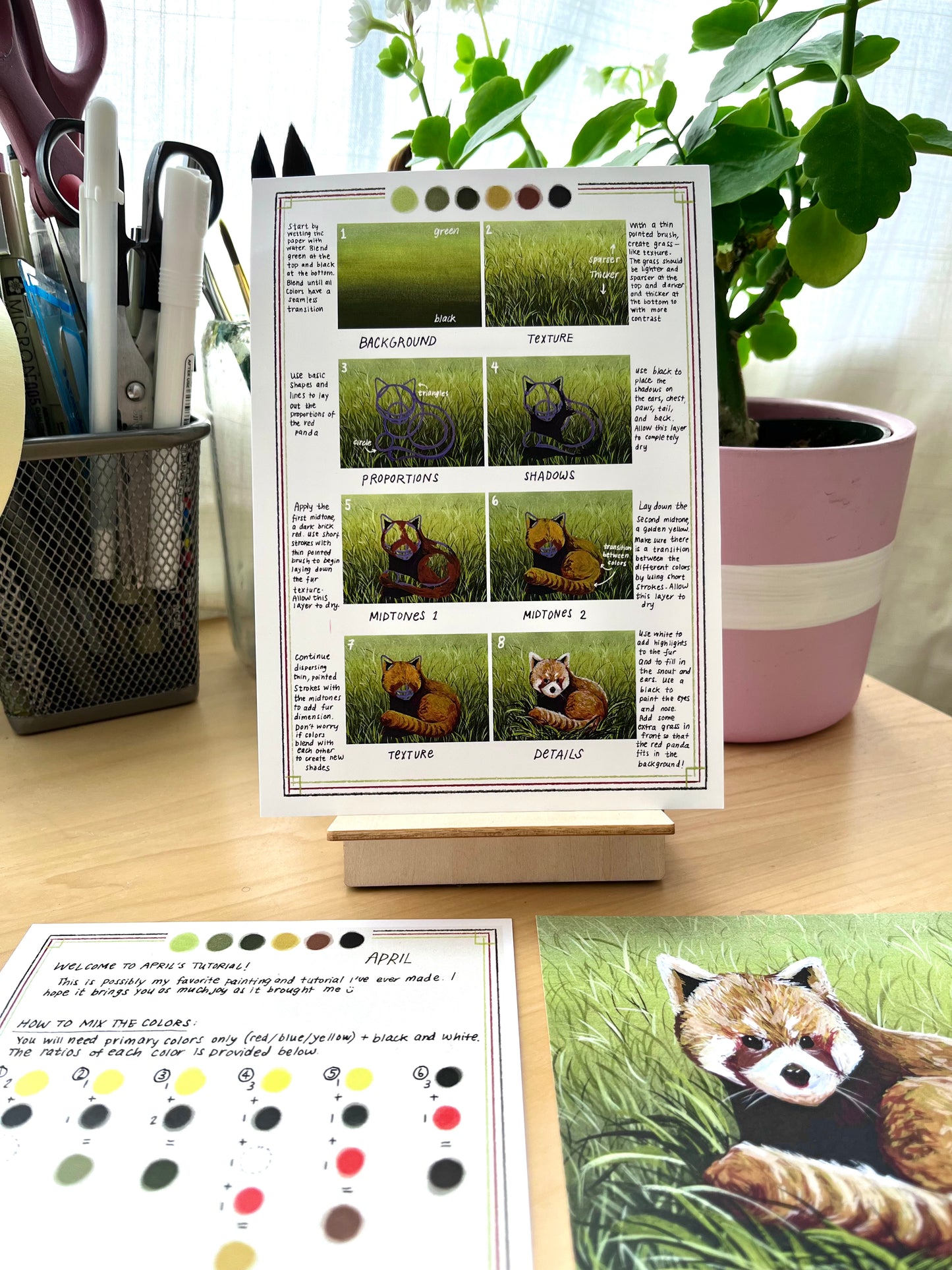 April Print Club Tutorial/Print: Red Panda