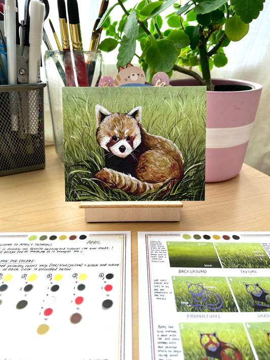 April Print Club Tutorial/Print: Red Panda